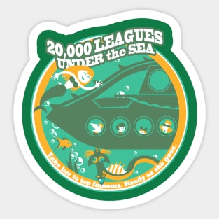 20,000 Leagues Under the Sea (green, yellow, aqua) Sticker